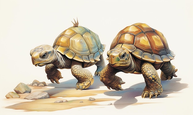 Photo two tortoises are shown in this illustration