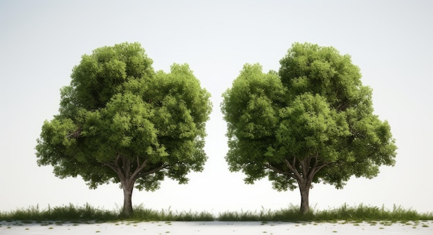 Photo two trees in stereo style on a white background perfect for your design project