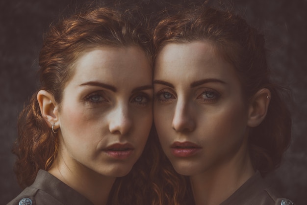 Two twins sisters spending time together