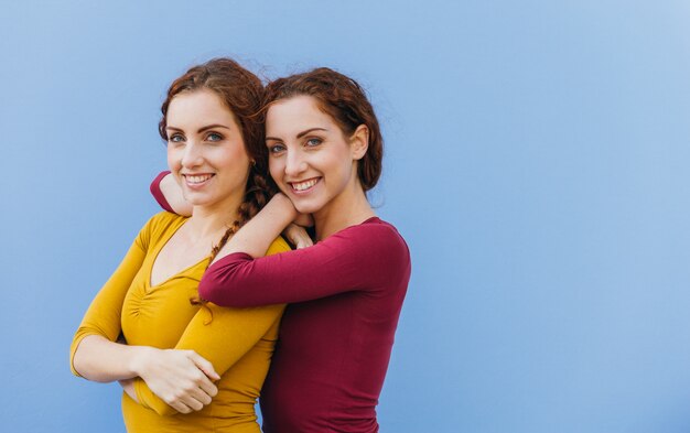 Two twins sisters spending time together