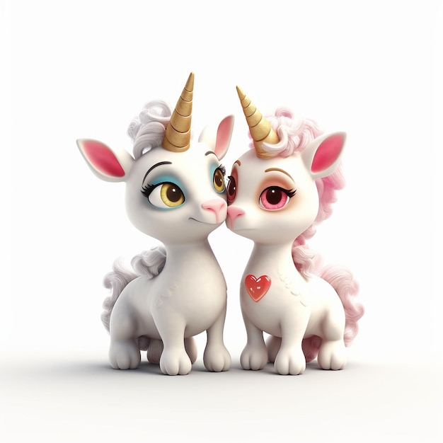 two unicorn white background