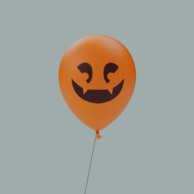 Two Upper Teeth Happy Smile Haunted Halloween Scary Cartoon Face Balloon Emoticon Isolated 3D Render