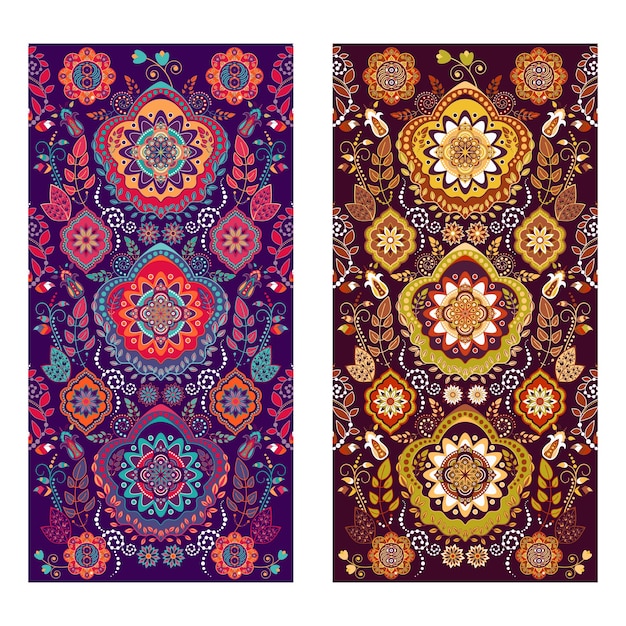 Two vector paisley covers or stickers on phone