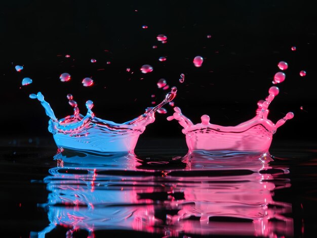 Two water balloons colliding in the water