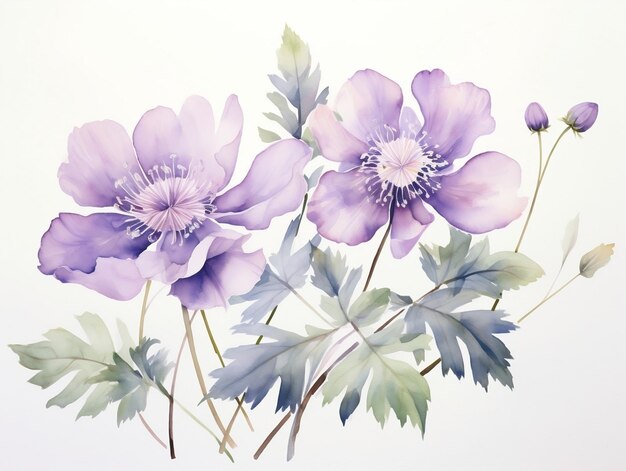 Two watercolor flowers illustration