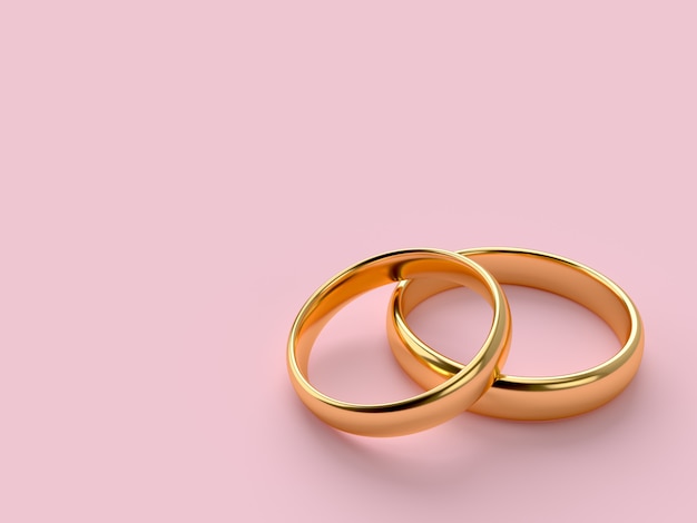 Two wedding gold rings with blank space