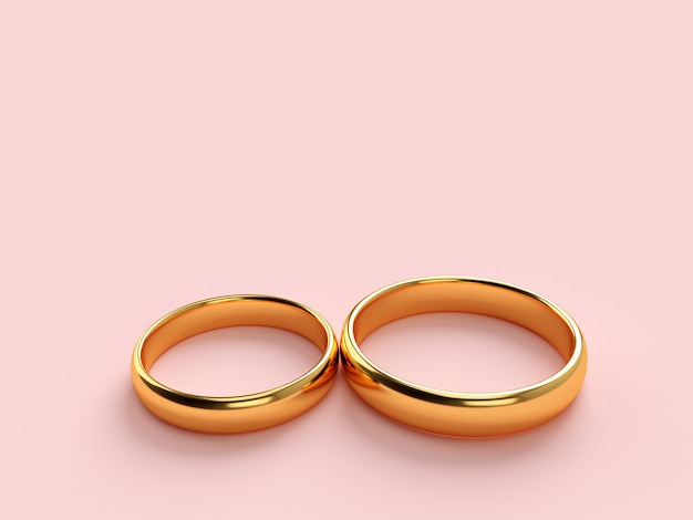 Two wedding gold rings with blank space