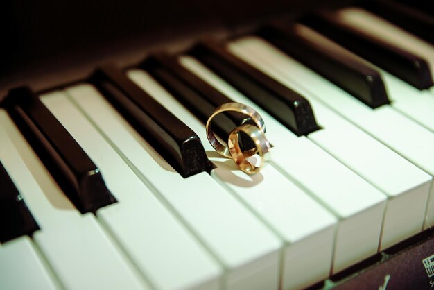 Two wedding rings on the floor with contrast