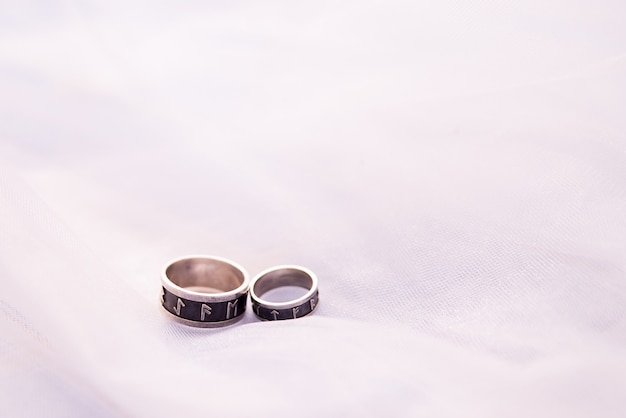 Two wedding rings silver on white 