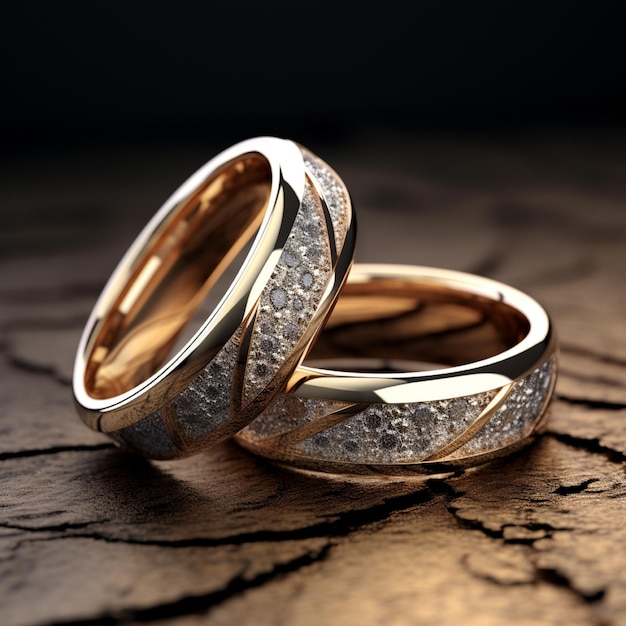 Two wedding rings with glitter