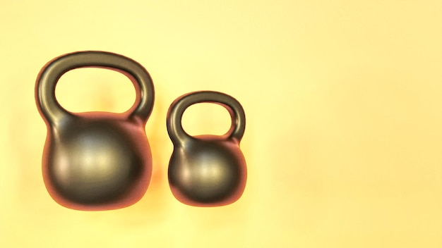 Two weights on yellow background. 3d illustration.