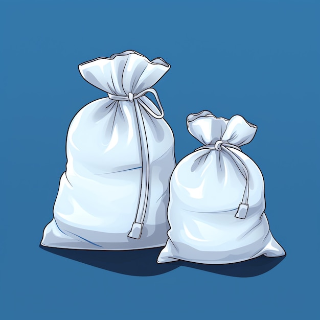 Two white bags with ties