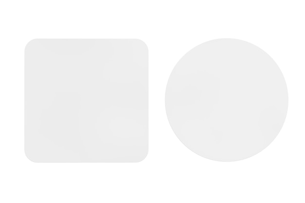 写真 白い背景の上の2つの白い空白のビールコースター。 3dレンダリング