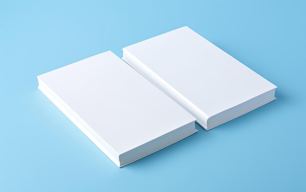 Photo two white books on a blue background