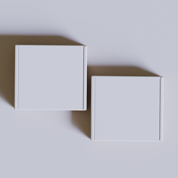 2つの白い箱が灰色の表面にあります 1つは他の1つで 1つは別の1つです