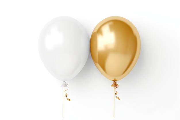 two white and gold balloons on a white background