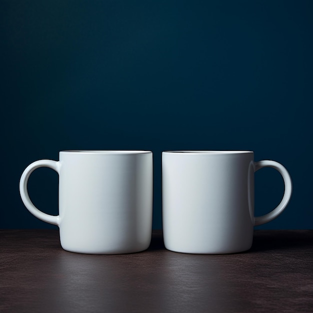 Two White Mugs on an Elegant Dark Background Mockup