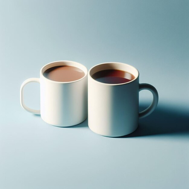 Photo two white mugs with the words quot coffee quot on them