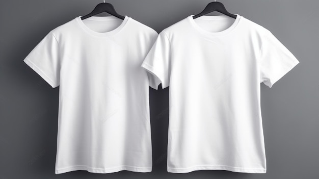 Two white shirts on a hanger, one of which says't '