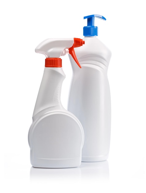 Two white spray bottles