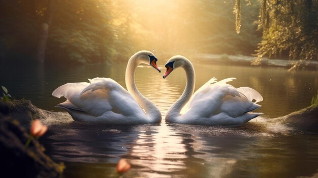 Two white swans this is love neural network ai generated
