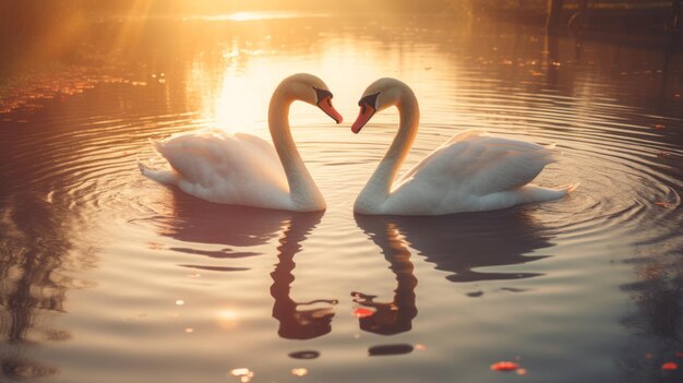 Two white swans this is love neural network ai generated