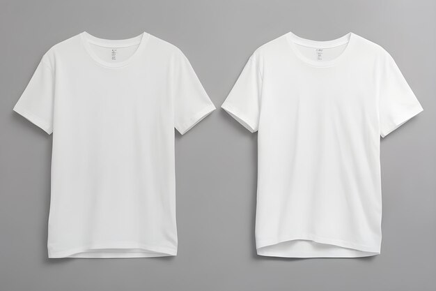 Photo two white tshirts placed side by side against a gray background