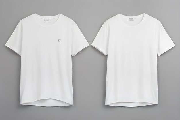 Photo two white tshirts placed side by side against a gray background