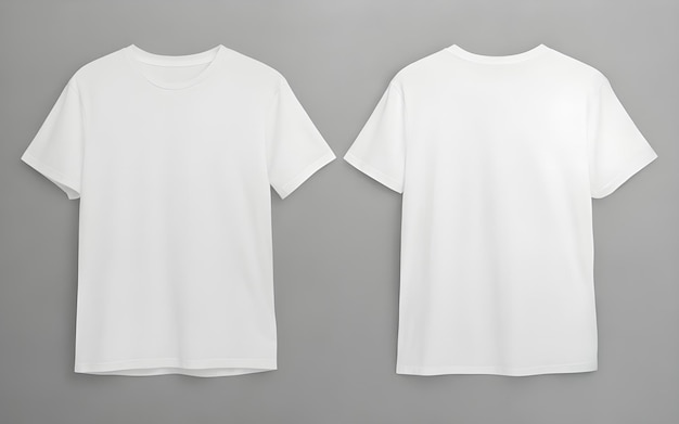 Photo two white tshirts placed side by side against a gray background