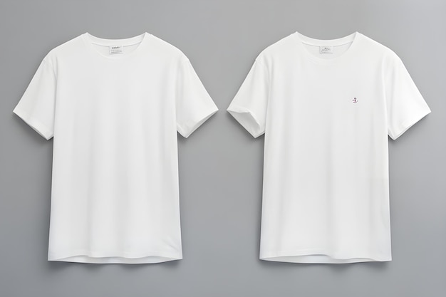 Photo two white tshirts placed side by side against a gray background