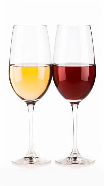 Photo two wine glasses with one that has the other half full