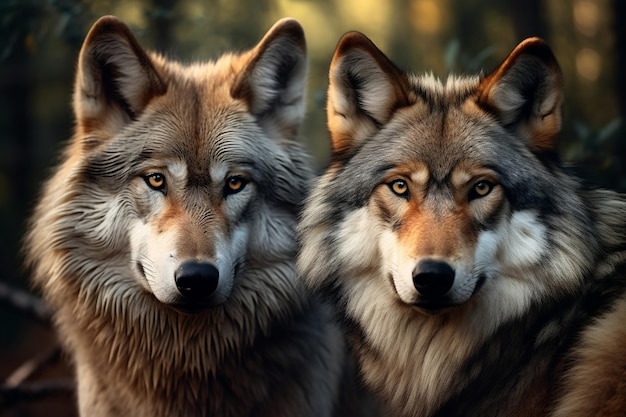 Two Wolves in the Forest Generative AI