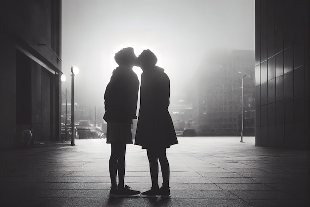 Two woman kissing 3d illustrated