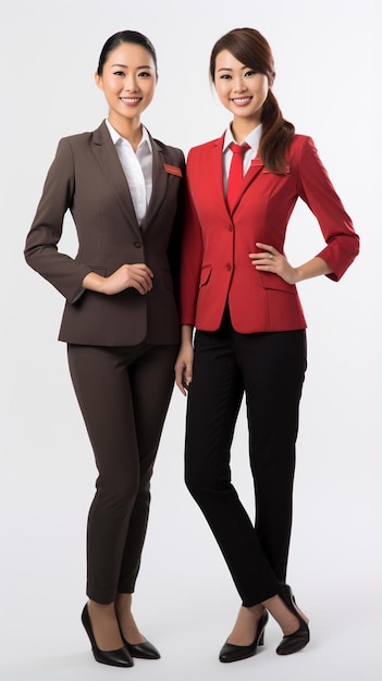 two women in business attire standing next to each other