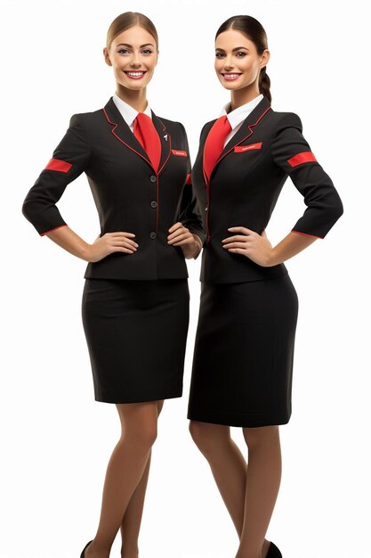 Photo two women in business suits are posing for a picture