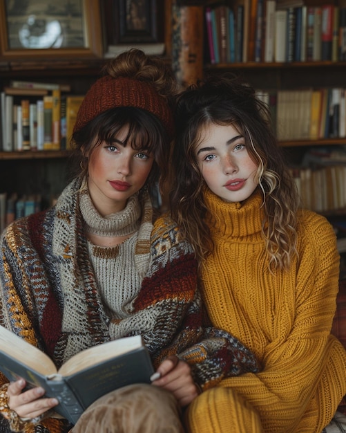 Two Women Cuddled Up Together On A Cozy Wallpaper