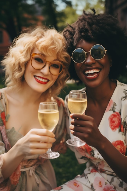 Two Women Enjoying Wine Together