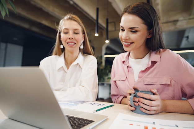 Two women entrepreneurs working together in office