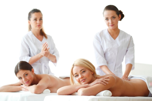 Two women getting massage