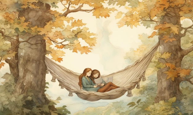 two women in a hammock, one of which is a book called the best friend.