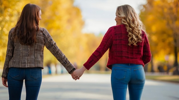 two women holding hands one of which has the word quot on it