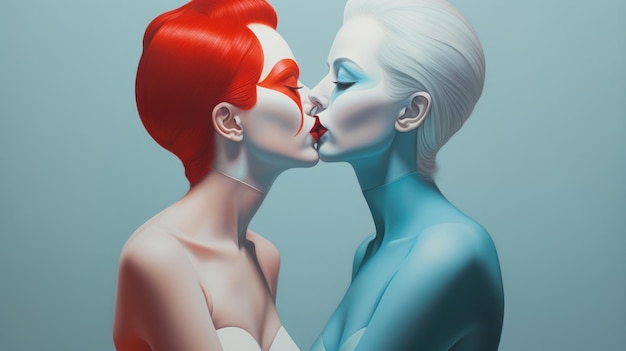 Две женщины целуются