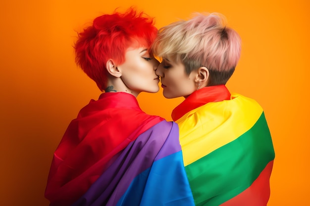 Photo two women kissing each other