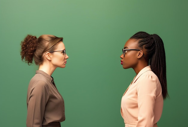 two women looking each other Generative AI