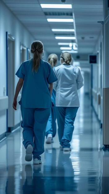 Two women walking down a long hallway in scrub suits Flexible nurse