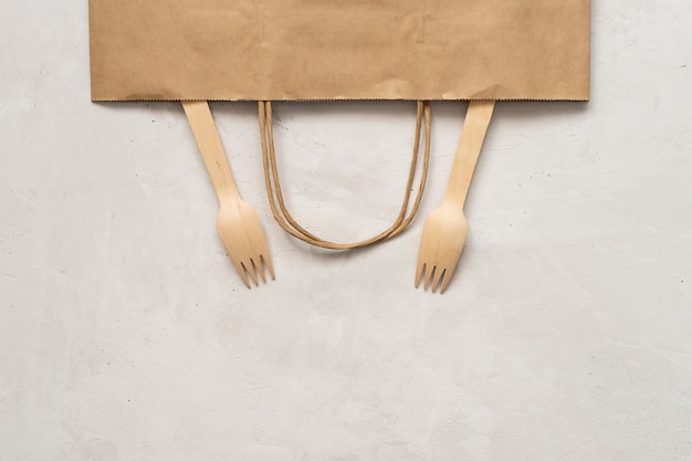 Two wooden forks and craft package