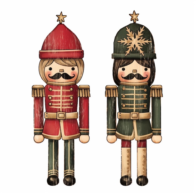 Photo two wooden nutcrackers with a star on top of them ai generative