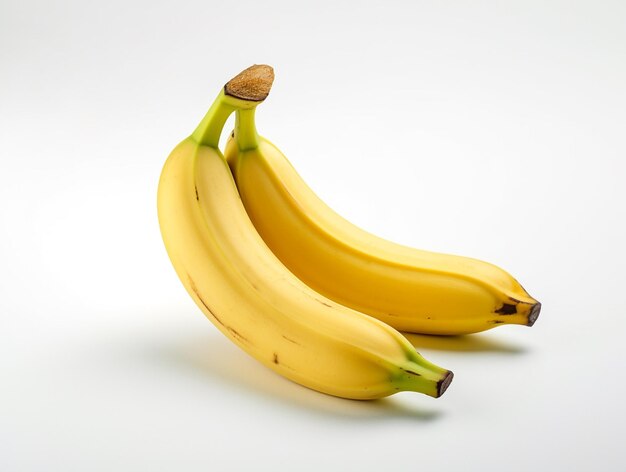 Two Yellow Bananas on White Background Closeup Photo AI Generated