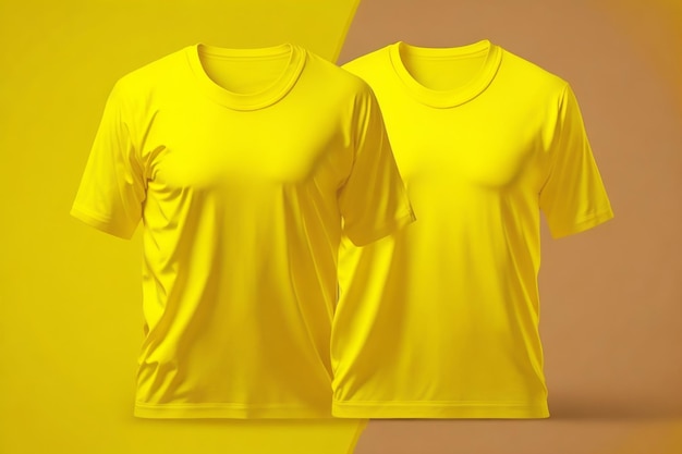 Two yellow shirts, one of which is yellow and the other is yellow