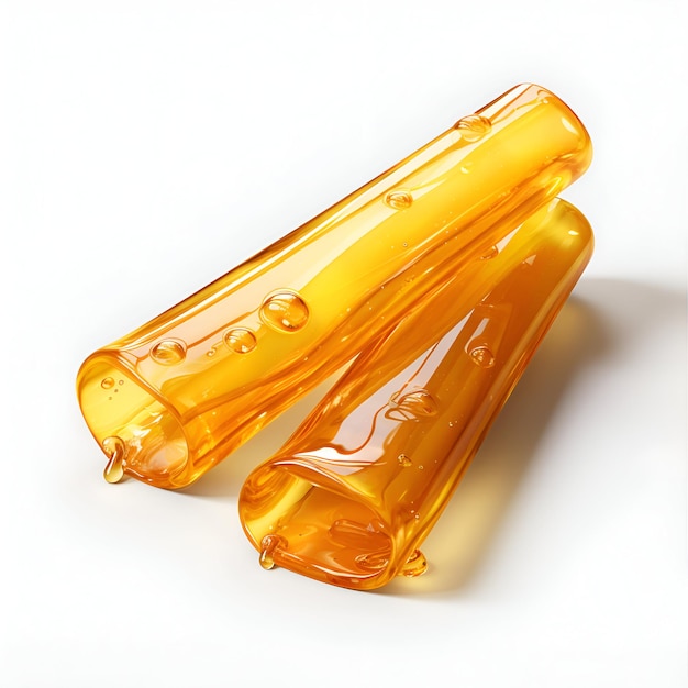 색 바탕에 두 개의 노란색 튜브 3D 렌더링 고립